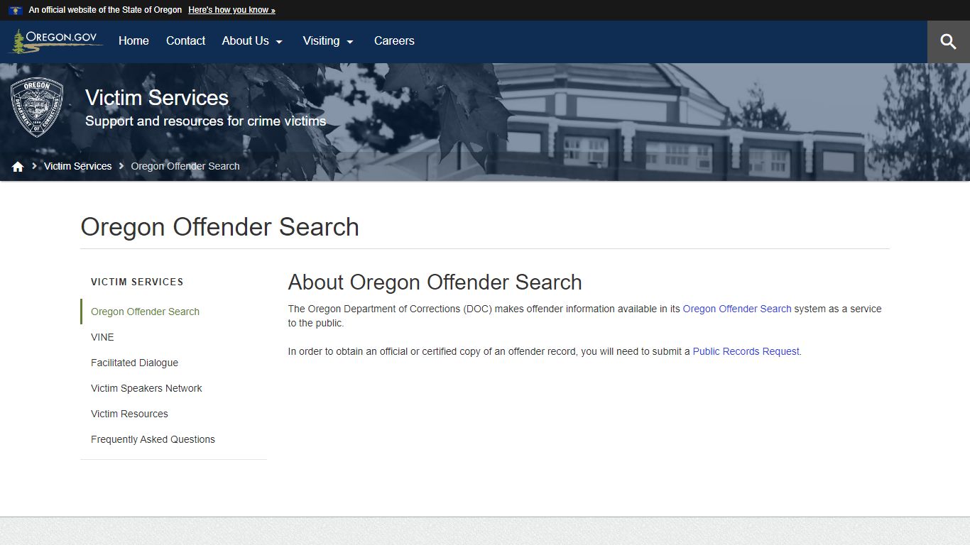 Department of Corrections : Oregon Offender Search - State of Oregon